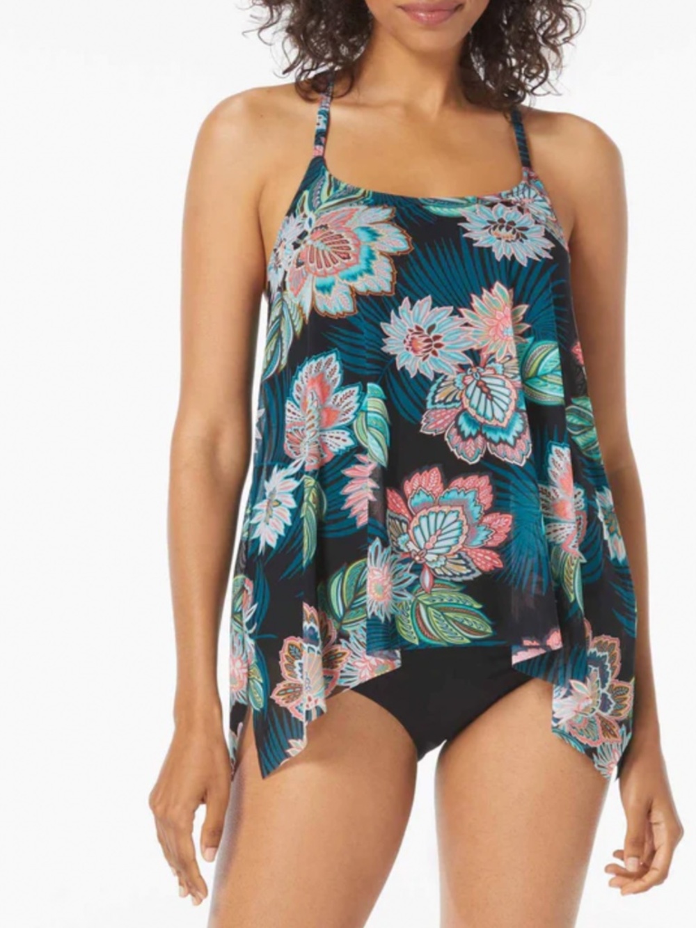 Coco Reef Current Mesh Layer Underwire Tankini Top - Tropical Lotus sz 32D NWT
